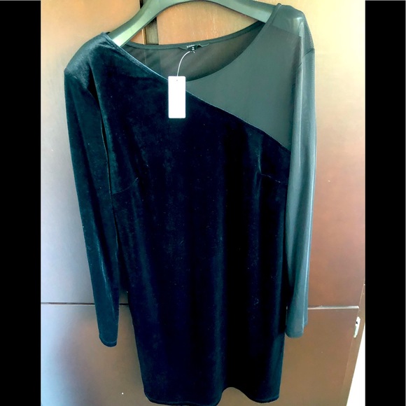 Reitmans NWT women’s black Velvet and mesh mini dress size XL - Picture 2 of 7